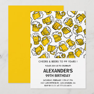 Convites de 99º aniversário masculino Cheers e Bee
