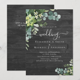 Convites de Água-forte de Casamento com Eucalipto 