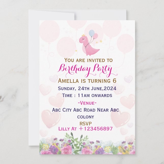 Convites de aniversário (Frente)