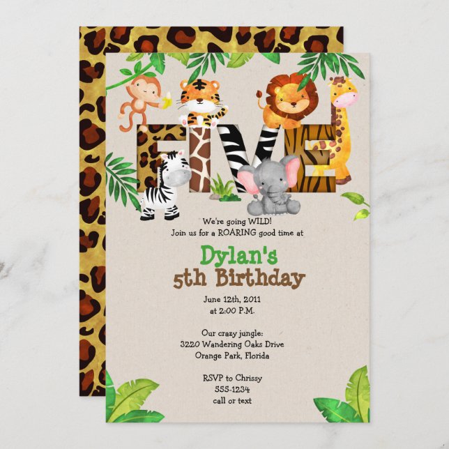 Convites de aniversário 5 (Frente/Verso)