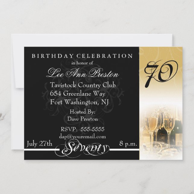 Convites de aniversário 70 (Frente)