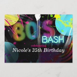 Convites de Aniversário 80's Bash Retro Splash