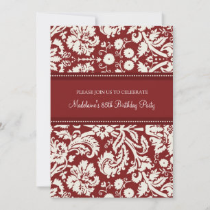 Convites de aniversário 85th Red Damask