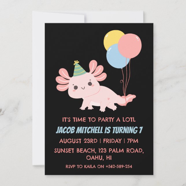 Convites de aniversário axolotl de aniversário de  (Frente)