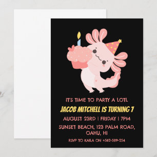 Convites de aniversário axolotl de aniversário de