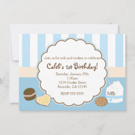 Convites de Aniversário Azul Cookies & Milk