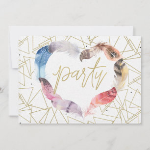 Convites de Aniversário Boho Chic com Coração de P
