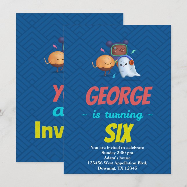 Convites de Aniversário Cartoon de Monstros Fantas (Frente/Verso)