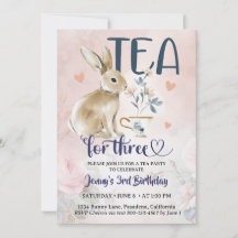 Convites de Aniversário Chá para Três Bunny Rabbit
