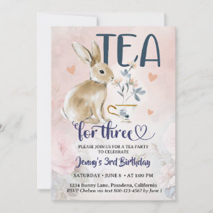 Convites de Aniversário Chá para Três Bunny Rabbit