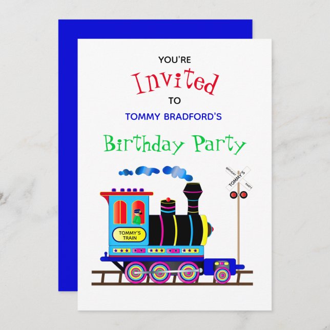 Convites de aniversário Chu Chu Chu Chu Train Colo (Frente/Verso)