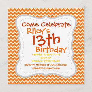 Convites de aniversário Citrus Orange Chevron