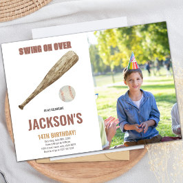 Convites de aniversário com beisebol com foto