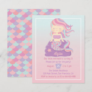 Convites de Aniversário com Efeito Ombre de Menina