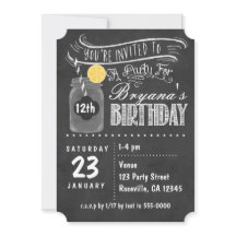 Convites de Aniversário com Pote de Mason Quadro N