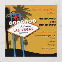 Convites de Aniversário Cor Dourada de Las Vegas