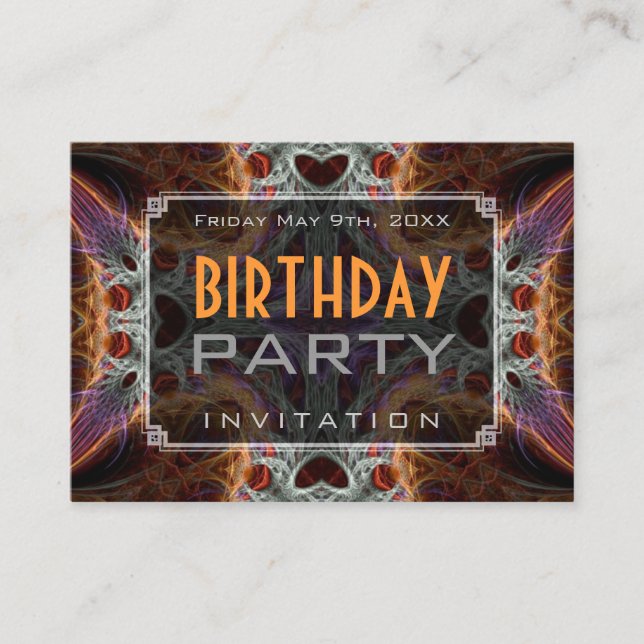 Convites de Aniversário Corações de Amor Fractal M (Frente)