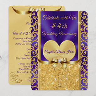 Convites de Aniversário Cristão Dourado e Roxo