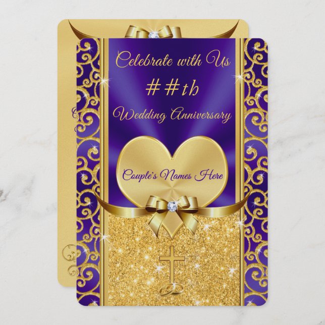 Convites de Aniversário Cristão Roxo e Dourado (Frente/Verso)