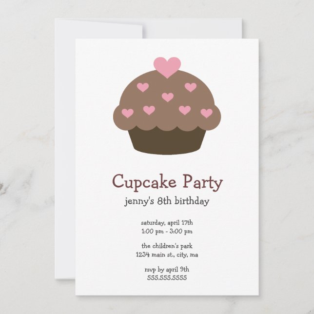 Convites de aniversário Cupcakes (Frente)