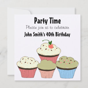 Convites de Aniversário - Cupcakes