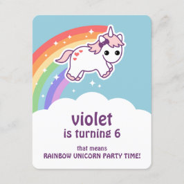 Convites de aniversário Cute Rainbow Unicórn