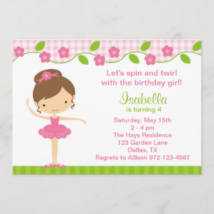 Convites de aniversário da Ballerina Girl