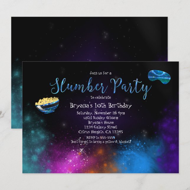 Convites de Aniversário da Festa de Sonho no Espaç (Frente/Verso)