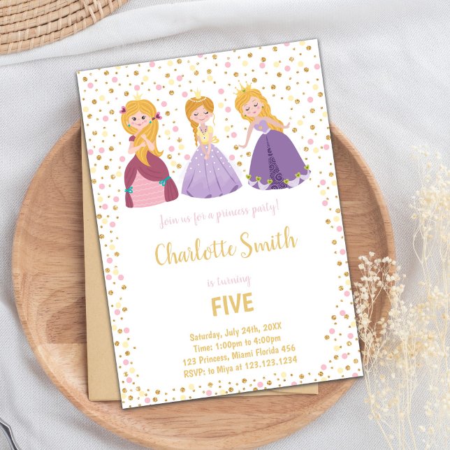 Convites de aniversário da Princesa 5 (5th Princess Birthday Invitations)