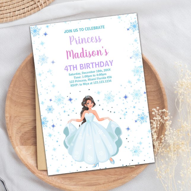Convites de aniversário da Princesa Branca (White Princess Birthday Invitations)