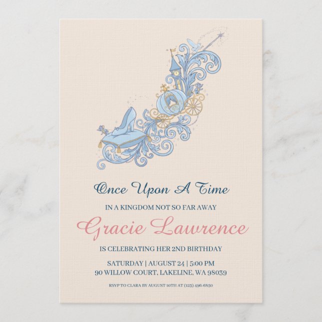 convites de aniversário da princesa Cinderela (Frente)