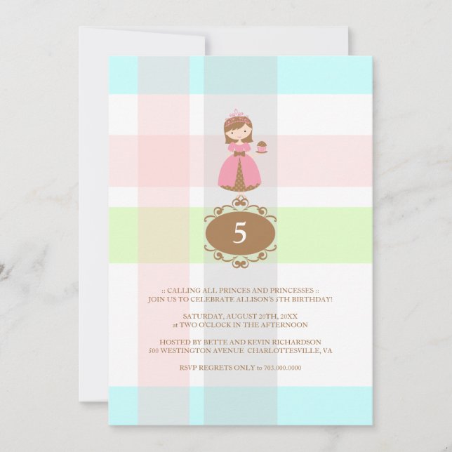 Convites de aniversário da Princesa cupcake (Frente)