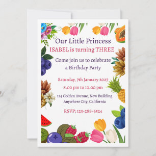 Convites de Aniversário da Princesa Floral Botânic