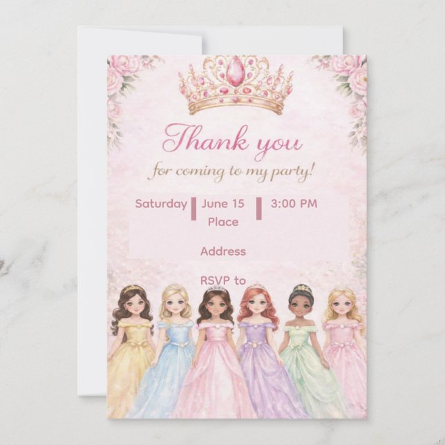 Convites de Aniversário da Princesa Real (Frente)