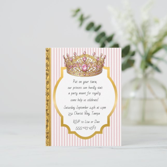 Convites de Aniversário da Princesa Tiara para Dow (Em pé/Frente)