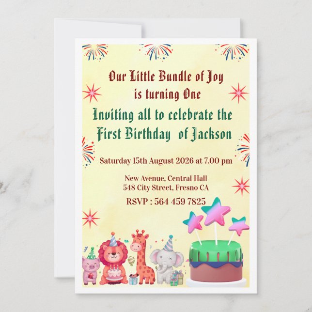 Convites de Aniversário da Selva Fofos (Frente)