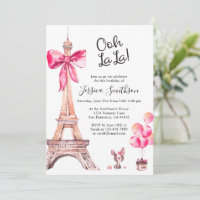 Convites de Aniversário da Torre Eiffel Paris Fofo