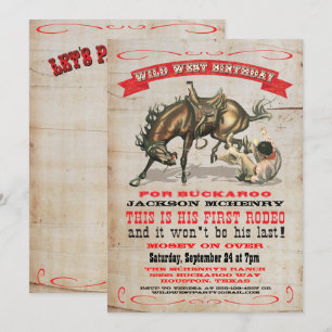 Convites de Aniversário de 1º Ano de Cowboy Wester