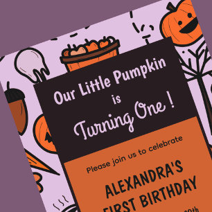 convites de aniversário de 1º Halloween outono abó
