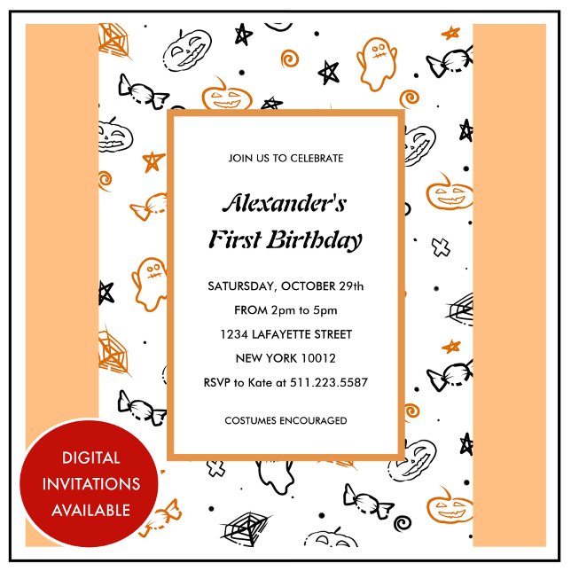 convites de aniversário de 1º Halloween outono lar (Halloween-1st-birthday-invitations-fall-orange-1)