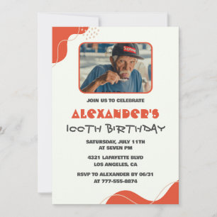 Convites de aniversário de 100 anos masculinos Mod