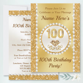 Convites de Aniversário de 100 anos, Personalizado