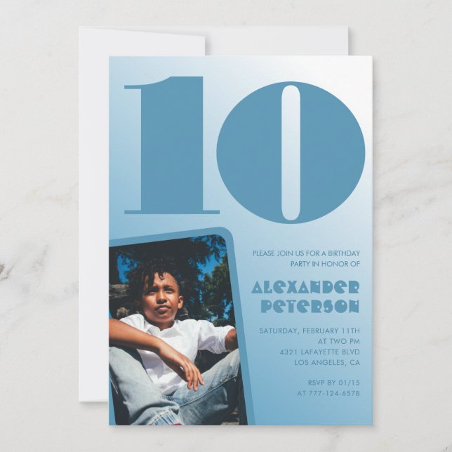 Convites de aniversário de 10 anos com gradiente a (Frente)