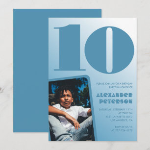 Convites de aniversário de 10 anos com gradiente a