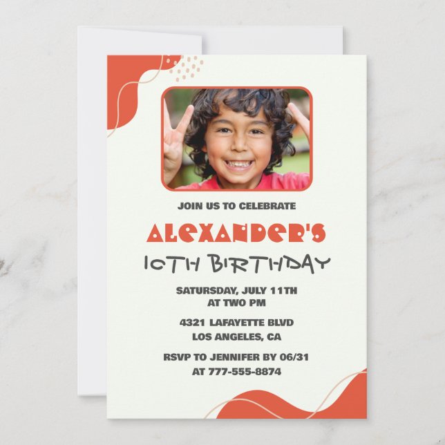 Convites de aniversário de 10 anos do menino Moder (Frente)