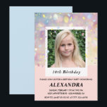 Convites de aniversário de 10 anos rosa Confete Fo<br><div class="desc">Convites de aniversário de 10 anos rosa modernos Confete Foto rosa</div>