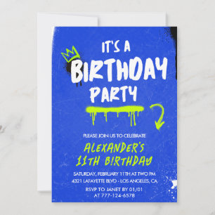 convites de aniversário de 11 anos Menino Grafite 