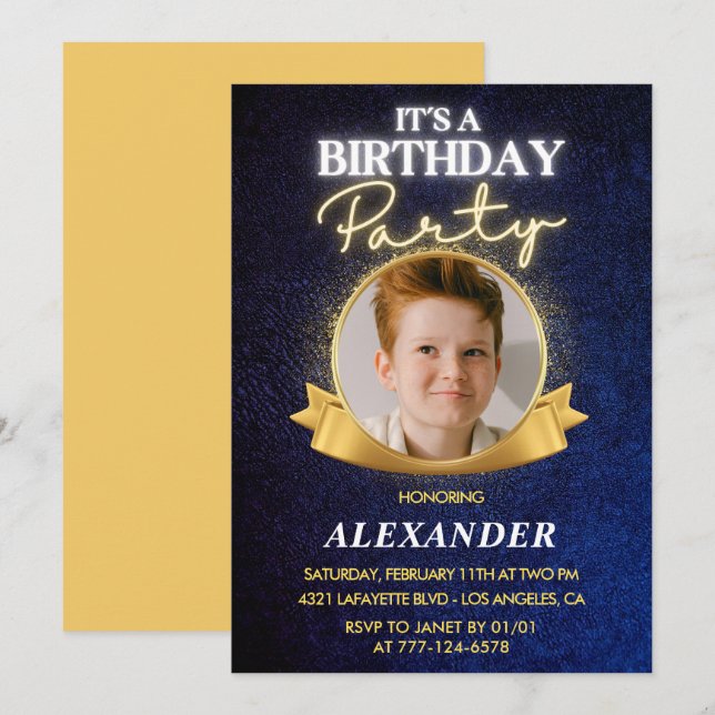Convites de aniversário de 11 anos para menino Ele (Frente/Verso)