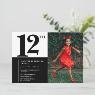 Convites de aniversário de 12 anos com foto Elegan