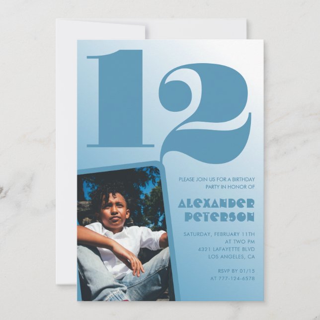 Convites de aniversário de 12 anos com gradiente a (Frente)